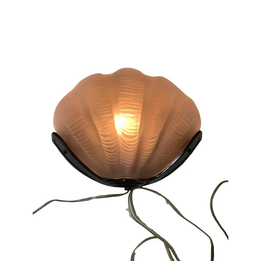 Sarsaparilla Hand Blown Glass Clam Shell Art‎ Deco Style Wall Light Sconce Pink